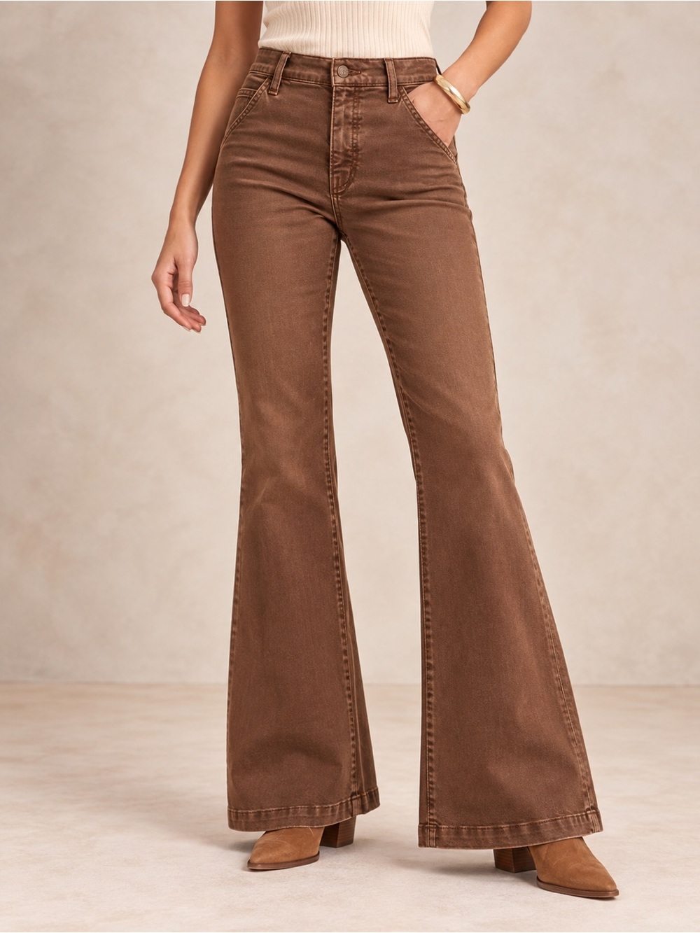 Joe’s Jeans The Molly High Rise Flare 25 Walnut Brown 70s Denim Jeans
